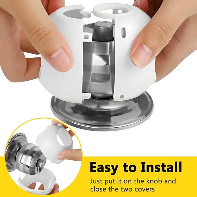 Large Size Door Knob Safety Cover for Kids (4 Pack) Child Proof Door Knob Covers Keep Kids from Opening Doors Baby Proof Door Knob Covers Fit Big Diameter Door Knob - Garage Bathroom Front Door Pantry