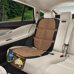 Car Seat Protector, 2 Pack Baby CarSeat Covers with Mesh Pockets & Non-Slip Backing 600D Durable Seat Protectors Under Car Seat for Baby (Black & Brown, Large)