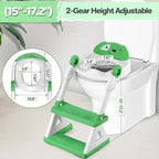 2 In 1 Potty Training Toilet Seat & Toddler Step Stool, Bottom Triangle Stability Toddler Toilet Seat, Adjustable Step & Seat Height Potty Seats (Green)