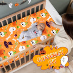 UOMNY Halloween Pumpkin Crib Sheet for Boys Girls Halloween Fitted Crib Sheets for Standard Crib 52 X 28 Inch Toddler Crib Mattresses Sheet, Purple Hat