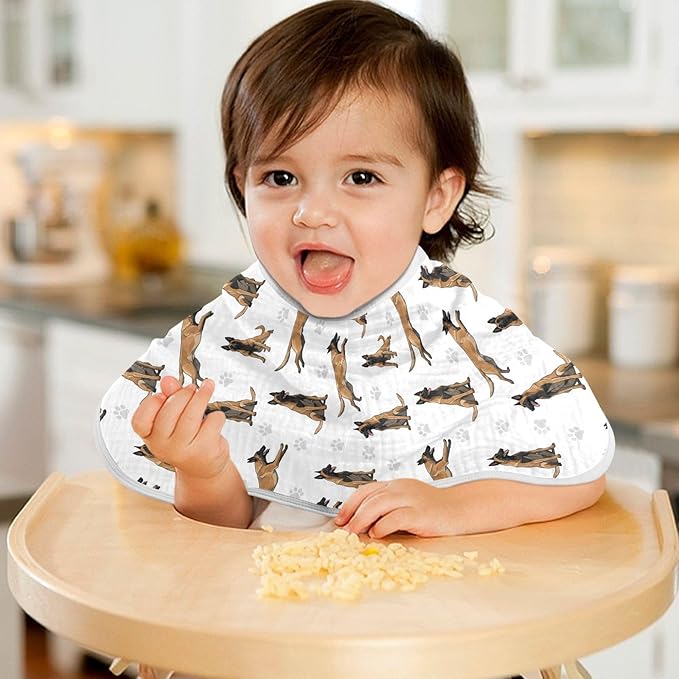 1 Pack Muslin Burp Cloths German Dogs Paw Prints White Cotton Baby Burp Cloths Extra Absorbent and Soft Spit Up Rags for Newborn Babies 22x11 Inch
