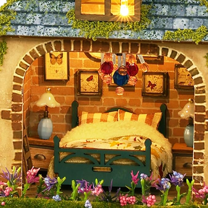 Lannso DIY Dollhouse Miniature Kit, Doll House Kit, Mini Handmade Wooden Dollhouse Toys for Adult Gift (EA002)