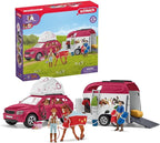 Schleich Horse Club - 110 PC Car and Trailer Tent Camping Playset with Fun Horse and Rider Figures for Girls and Boys - Realistic Toy Figurines and Accessories for Kids Ages 5+ | 42535