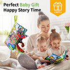 Jollybaby Crinkle Books for Babies, Sensory Soft Touch and Feel Baby Toys for 0-6 Months Infants, Newborn Montessori Early Educational Cloth Toys, Baby Girl & Boy Gift(Jungle Tails)