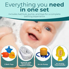 Inflatable Baby Bathtub Complete Set – Portable Non-Slip Baby Bath Tub with Newborn Cushion, Floating Thermometer, 3 Bath Toys & Air Pump, Safe Bath for Boys & Girls Age 0–3 Years