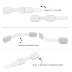 Child Safety Cabinet Locks (2 Pack) – Adjustable Baby Proofing Strap Latches with Strong 3M Adhesive – No Drill Childproof Locks for Drawers, Cabinets, Fridge, Door, Closet, Grey