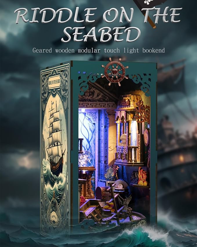 Book Nook Kit - DIY Miniature House Dollhouse 3D Puzzles for Adults and Teens - Gifts for Family and Friends Bookshelf Decor Tiny House Model Build with LED Light (BV02-010)