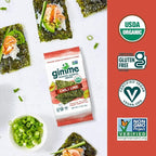 Gimme Seaweed Organic Premium Roasted Seaweed Snacks, Chili Lime, 20 Count, Keto, Vegan, Gluten-Free, Great Source of Omega3s and Iodine, Healthy On-The-Go Snack for Kids and Adults