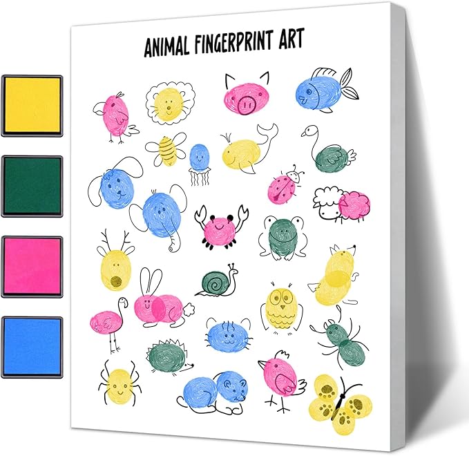 SHINCO Cute Teacher Appreciation Gift Fingerprint Art, Animal Fingerprint Art, Children's Creative Souvenirs, Children's Day DIY Souvenirs