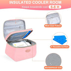 PIIOSER Breast Milk Cooler Bag with 2 Ice Pack, Fit 6 Breastmilk Storage Bags Up to 8Oz, Insulated Baby Bottles Tote Bag for Daycare and Breastfeeding Mom (Pink-XS)
