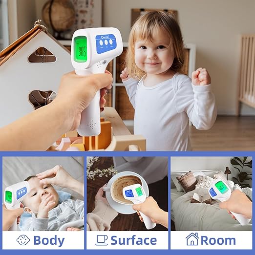 Berrcom Non Contact Forehead Thermometer Digital No-Touch Infrared Thermometers 3 in 1 for Adults and Kids Fever Check Thermometer Temperature Gun for Baby(Included 2X AAA Batteries)