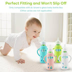 4 Pack Silicone Sleeves for Dr. Brown's Glass Baby Bottles, Anti Breakage Durable Baby Bottle Holder with Easy Grip Handles, Narrow Sleeve with a Cutout, Dishwasher/Freezer/Microwave Safe, 8 oz