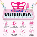 Kids Piano Keyboard Toy for Girls - 37 Keys Pink Toddler Piano with Microphone and Two Speakers, Electronics Musical Instrument,Christmas Birthday Gifts for Kids 3 4 5 6 7 8 Year Old Boys and Girls