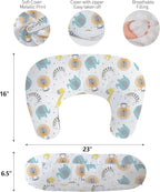 Little Grape Land New Nursing Pillow for Breastfeeding, Larger Breast Feeding Pillow and Positioner with Removable Cover for More Support, Tummy Time and Bottle Feeding Support Pillow, Animals