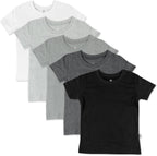 HonestBaby 5-Pack Short Sleeve T-Shirts 100% Organic Cotton Baby, Toddler, Little Kid, Boy, Girl, Unisex