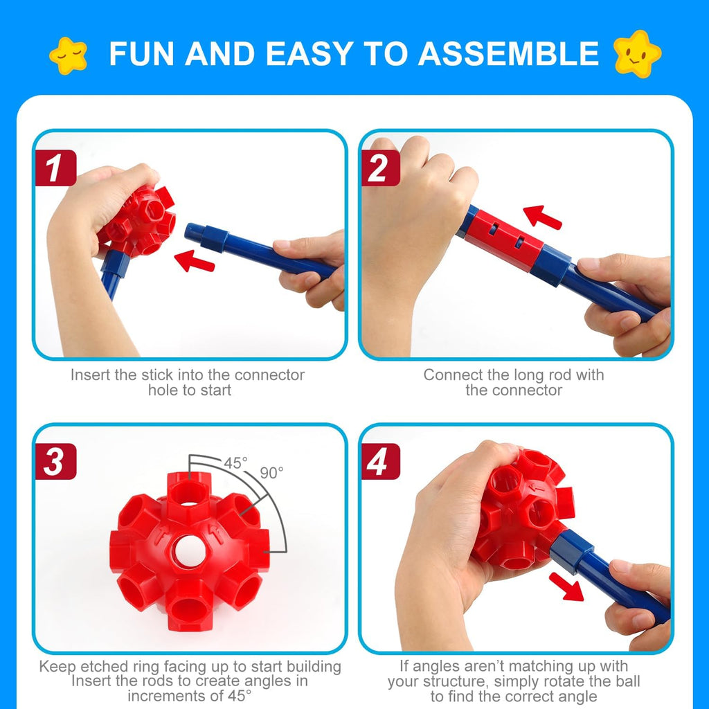 Fort Building Kit for Kids,STEM Construction Toys, Educational Gift for 4 5 6 7 8 9 10 11 12 Years Old Boys and Girls,Ultimate Creative Set for Indoor & Outdoors Activity,200 Pcs,Original