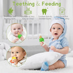 WAJIAYON Baby Fruit Feeder Pacifier - 5 Pack | 2 Infant Food Feeder Pacifier & 1 Baby Food Dispensing Spoon | Fresh Fruit Teethers for Babies | Shower Gifts for Boys and Girls (Green&Yellow)