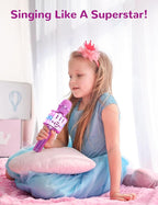 Amazmic Toys for Girls, Kids Karaoke Microphone Toddler Microphone for Kids with Lights, Birthday Gift for Girls, Boys Toy Age 3 4 5 6 7 8+(Light Purple)