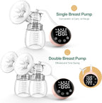 Electric Breast Pump, 3 Modes 9 Levels,Whisper-Quiet Electric Breast Pump, Anti-Backflow, Touchscreen LED，Portable for Home & Travel