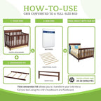 Full-Size Conversion Kit Bed Rails Compatible with Delta Children Convertible Cribs - Solid Wood Rail #0050 - Toddler & Adult Bed Rail for Full-Size Beds - Baby Furniture (Espresso Truffle - 208)