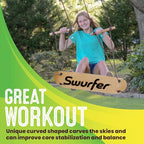 Swurfer TreeSkate Skateboard Swing, Outdoor Stand Up Surf Swing, Holds Up to 200 lbs, Ages 6 and Up, Adjustable Handles, Grip Tape, Kids Outdoor Play Equipment for Children and Adults (Waves)