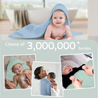 Yoofoss Hooded Baby Towels for Newborn 2 Pack 100% Muslin Organic Cotton Baby Bath Towel with Hood for Babies, Infant, Toddler and Kids, 32x32Inch, Soft and Absorbent Newborn Essential,Blue&Green