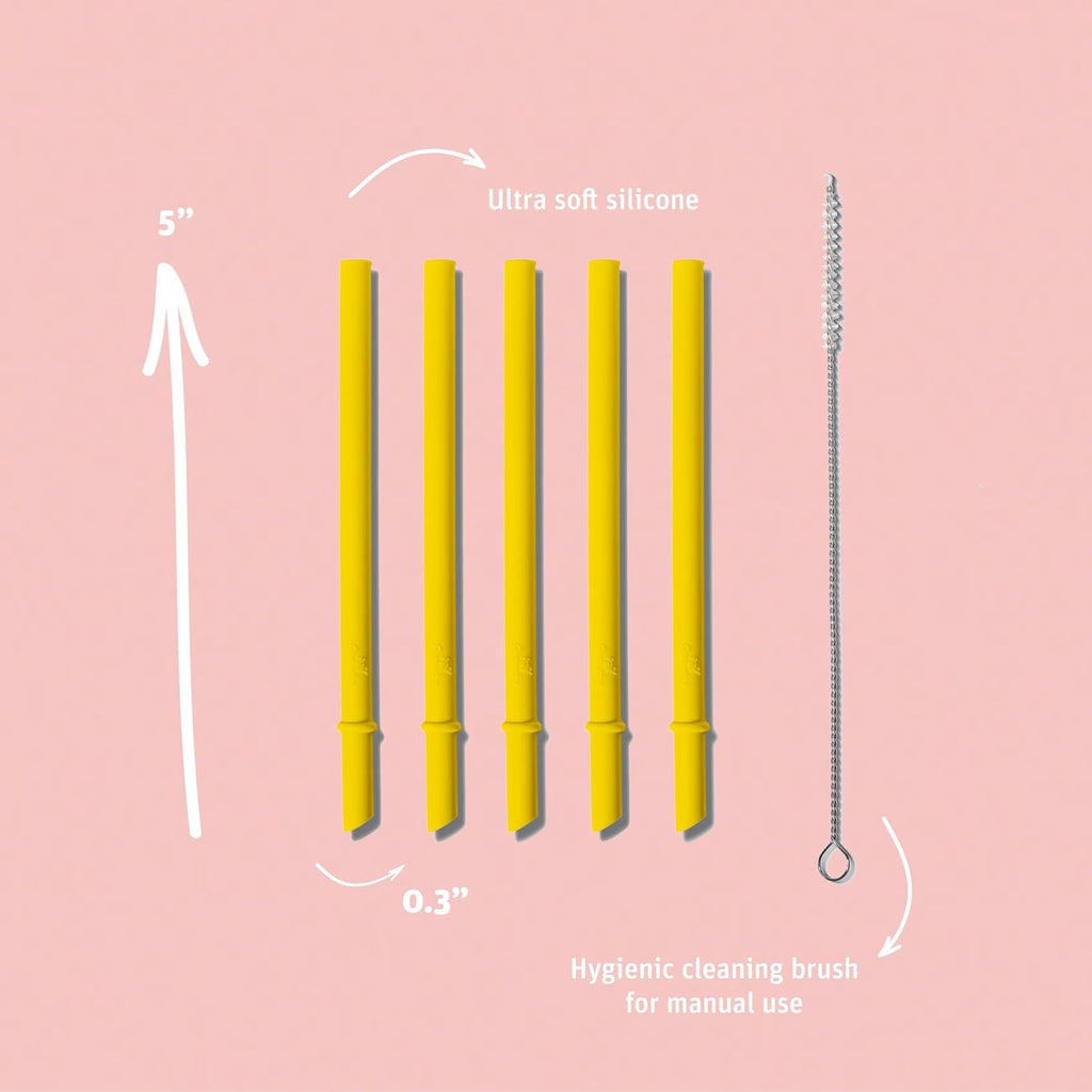 Avanchy Silicone Training Sippy Cup with Straw Lid – Tiny Cup for Babies 6+ Months to Toddlers 1 Year Old – 5 oz Infant Water Cup for Baby Led Weaning, Pink + 5 Reusable Straws