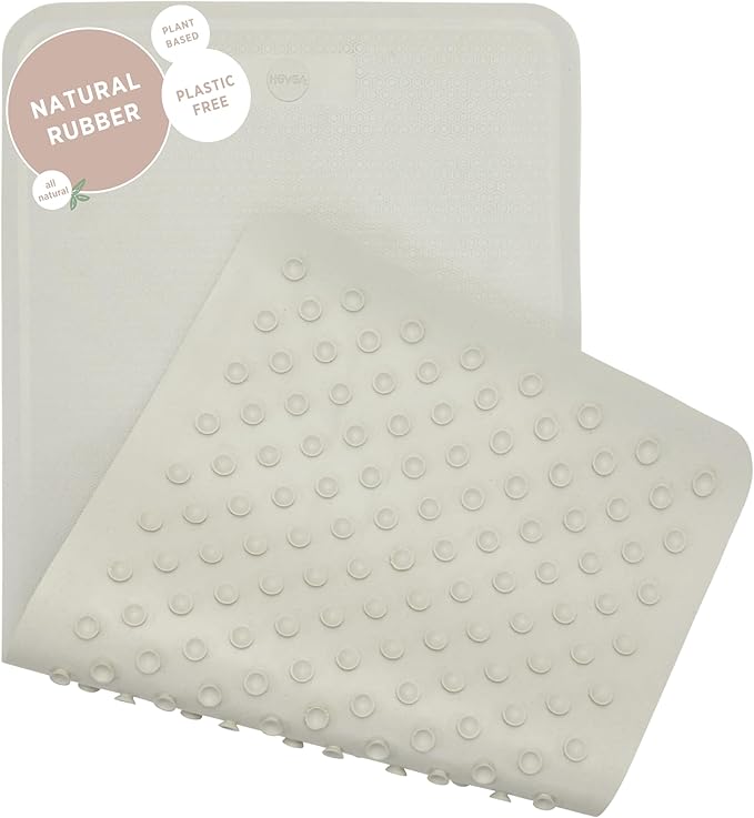 HEVEA Natural Rubber Big Bath Mat - Upcycled, Danish Design - Non Slip Bathtub Mat, 299 Suction Cups - Safe and Friendly Shower Mat for All Ages (Marble)