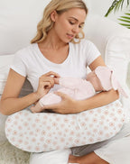 Nursing Pillow Covers, Muslin Nursing Cover for Breastfeeding Pillows, Comfortable for Baby Girls and Boys (Flower-A)