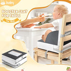 Portable Toddler Booster Seat for Dining Table, Adjustable Lightweight Toddler Chair for Travel, Compact Design, Easy to Clean (Grey)