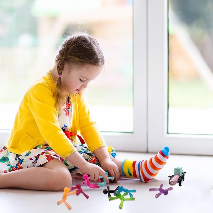 MAGMEN Enhanced Grip Magnetic Fidget Toy Figures for Kids 3-8 & Toddlers| 5 Piece Opaque Color Multipurpose MagnetSet for Travel, Road Trip, Office & Stocking Stuffer Gifts.