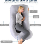 cauzyart Pregnancy Maternity Pillows for Sleeping 55 Inches U-Shape Full Body Pillow Support - for Back, HIPS, Legs, Belly for Pregnant Women with Removable Washable Velvet Cover