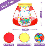 Baby Ball Pit for Toddler with 50 Balls, Kids Pop Up Play Tent for Girls, Princess Toys for Children Indoor & Outdoor Playhouse with Carry Bag (Red: 7 Bright Colors, 109x90cm/50 Balls)