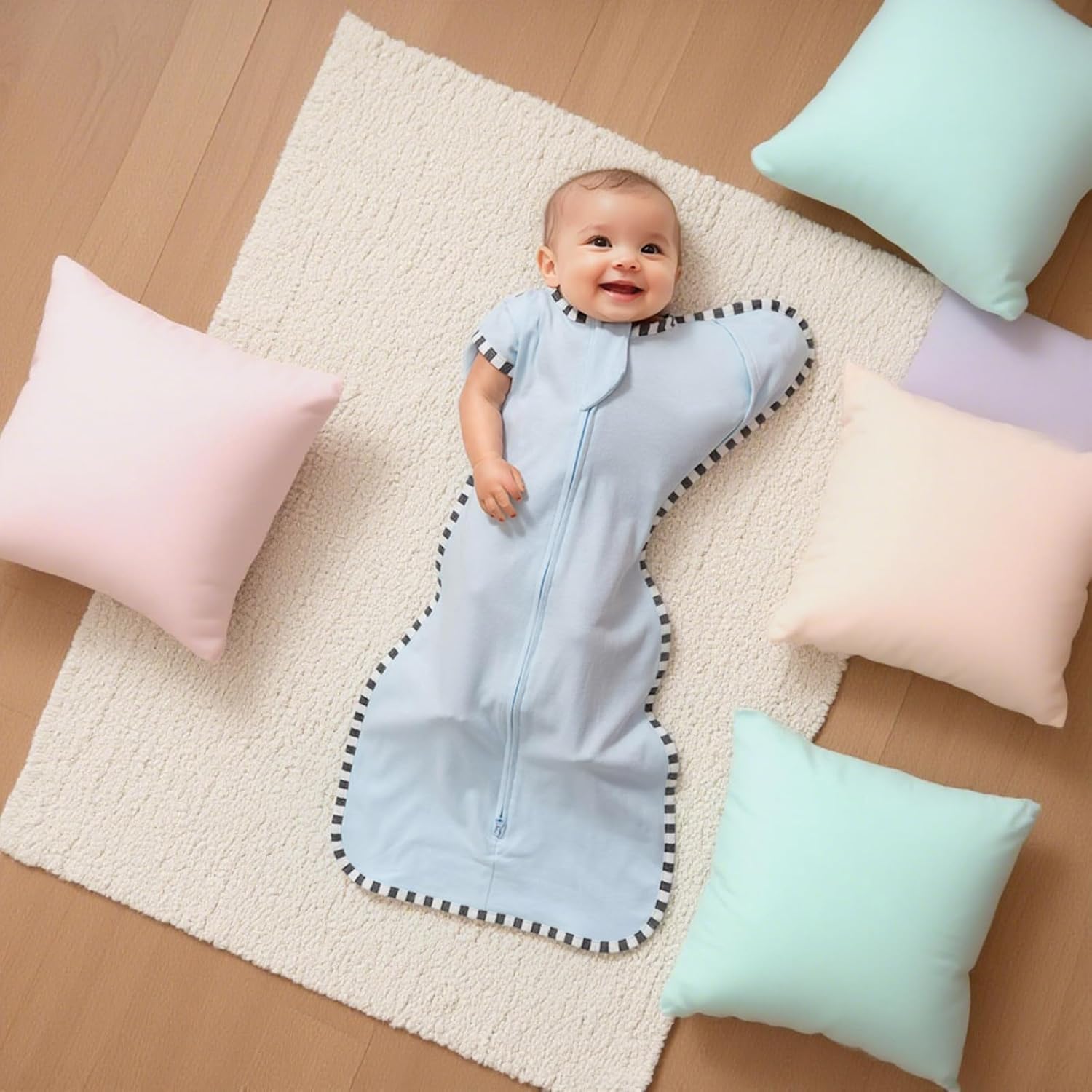 Baby Swaddle Blanket for Newborns and Infants,2-Piece Set Infant Pajamas,Bidirectional Zipper,Easy to Put On and Take Off