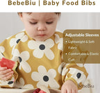 Long Sleeve Baby Bib, Waterproof Fabric, Catch-All Pocket, Baby Smock Bib, Adjustable Sleeves