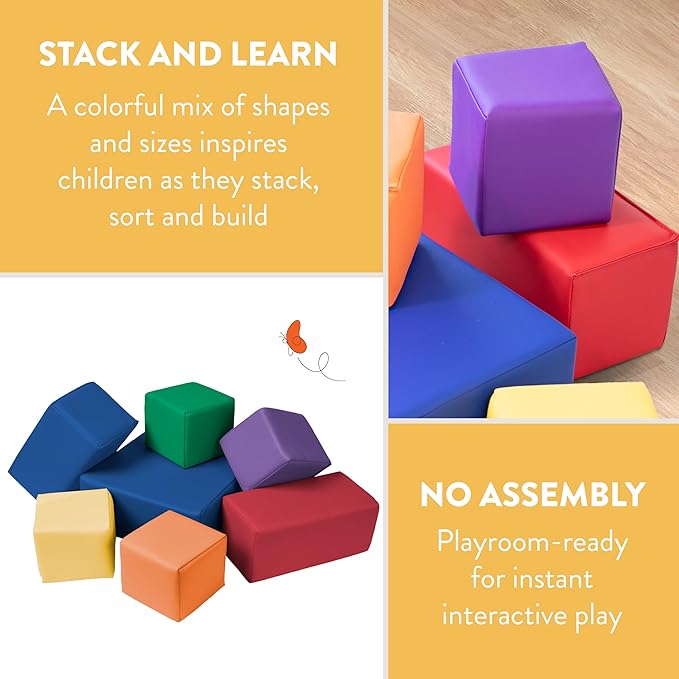 Toddler Building Blocks, Foam Blocks, Assorted, 7-Piece