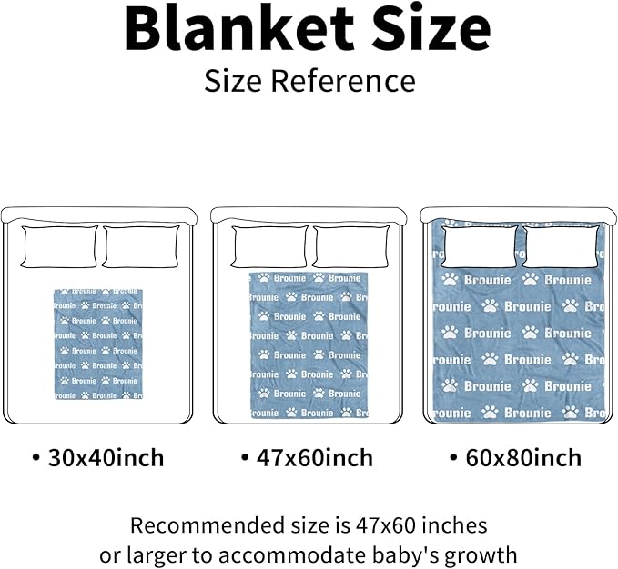 Personalized Baby Blankets for Boys Girls, Custom Name Blue Dog Paws Pattern Baby Blanket, Soft Minky Dot Blanket for Newborns and Toddlers, Ideal for Baby Showers Christmas Brithday Gifts