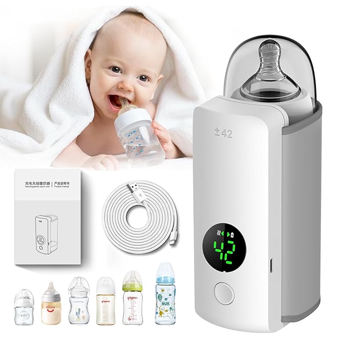 Portable Bottle Warmer for Travel,Baby Breastmilk and Formula Bottle Warmer, 6-Speed Precise Temperature Control,Keep Formula Nutrition,Lifesaver for Parents On The Go