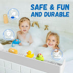Splash Guard for Bathtub Kids - Silicone Bathtub Splash Guard with 11 Suction Cups, Bath Tub Play Shelf for Kids & Toy Holder, Prevent Water Spill in Bathroom, Fun Bath Time for Toddlers Baby, Gray