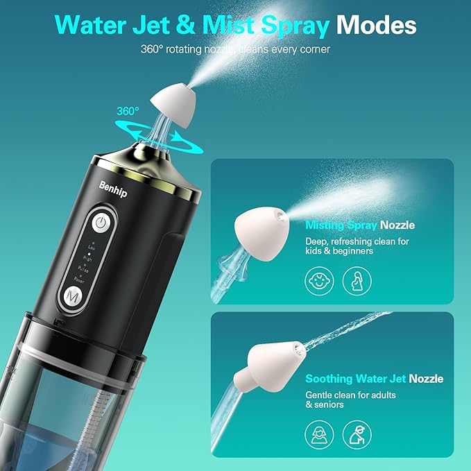 Electric Nasal Irrigation System Nasal Rinse and Wash, Cordless Foldable Neti Pot Sinus Rinse Decongestant Relief System IPX7 Waterproof with 60 Saline Packets, Snoring Remedy (Black)