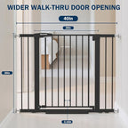 Baby Gate with Door, 26-40" Auto Close Dog Gate Indoor for Stairs Doorways, Easy Install Pressure Mounted Pet Gate, Easy Walk Through Child Safety Gate for The House, Black