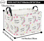 HIYAGON Rectangular Unicorn Basket Gift Baskets Empty Cute Storage Bin with Handles Nursery Room Decor(Unicorn)