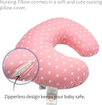 LAT Nursing Pillow and Positioner with 2 Cover for Breastfeeding, 100% Natural Cotton Cover and Waterproof Pillowcase for Breastfeeding and Bottle Feeding (Pink Series)