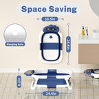 AVIDOR Baby Bathtub,Collapsible Bathtub for Newborn to Toddler,Durable Essential Infant Bath Tub,Portable Travel Baby Tub with Soft Bath Net,No-Slip Feet and Dinosaur Shaped (Navy Blue)