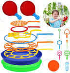 Roberly 18 PCS Big Bubble Wands Toys Set with Solution, Tray, Soft Racket, Bulk Funny Bubbles Making Toys for Kids Summer Outdoor Activities Game Birthday Party Favors