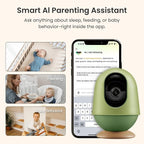 MONAI WiFi Baby Monitor with Camera and Audio, Covered-Face/Sleep/Cry Alerts, Virtual Safety Fence, AI-Powered Smart Baby Monitor with 3K FHD, Night Vision, Local Storage & Cloud Backup, No Fee