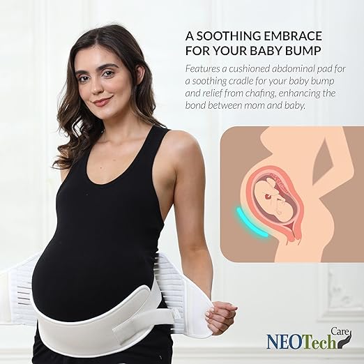 NeoTech Care Pregnancy Support Maternity Belt, Waist/Back/Abdomen Band, Belly Brace (Size M, Ivory Color)