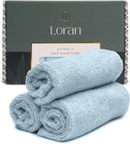 Sky Blue Washcloths Set of 6 Soft Facial Cloths 10” x 10” 100% Viscose Derived from Bamboo Spa-Like Feel Silky Face Cloth for Skin Cleansing