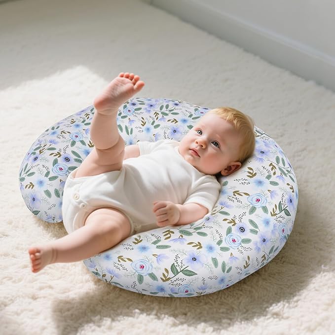 Baby Nursing Pillow for Breastfeeding, Adjustable Breast Feeding Pillow for Bottle Feeding, Breastfeeding Essentials for Mom and Baby Healthier Nursing, Removable Cover- Leaf