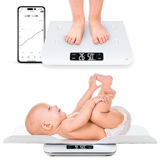 Greater Goods Medical-Grade Baby Scale – Digital Infant & Toddler Scale, 66 lb Capacity, Wiggle-Proof Accuracy, Safe for Delicate Baby Skin